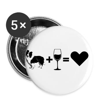 Border Collie Wine Coffee Gift - Buttons large 2.2''/56 mm (5-pack) - white - Front