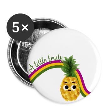 Ananas doux avec arc-en-ciel et texte Restez fruité - Lot de 5 grands badges (56 mm) - blanc - Devant