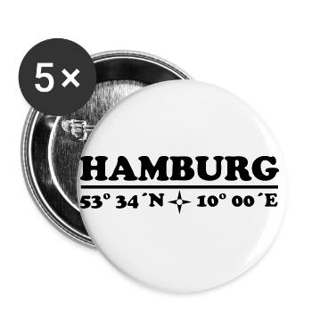 Hamburg Koordinaten 1c Längengrad Breitengrad - Buttons groß 56 mm (5er Pack) - Weiß - Vorne