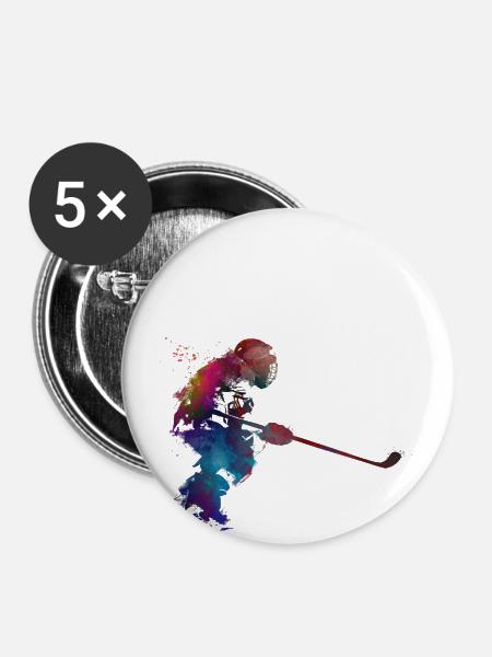 Kunsthockeysport - Buttons groß 56 mm (5er Pack) - Weiß