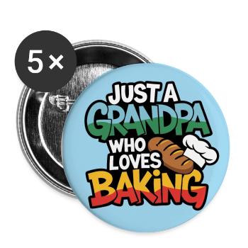 Grandpa is a baker, our grandpa likes to bake - Buttons large 2.2''/56 mm (5-pack) - white - Front