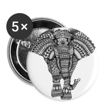 éléphant - Lot de 5 grands badges (56 mm) - blanc - Devant