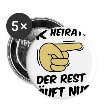 JGA Crew - Junggesellenabschied - Team Bräutigam - Buttons groß 56 mm (5er Pack) - Weiß - Vorne