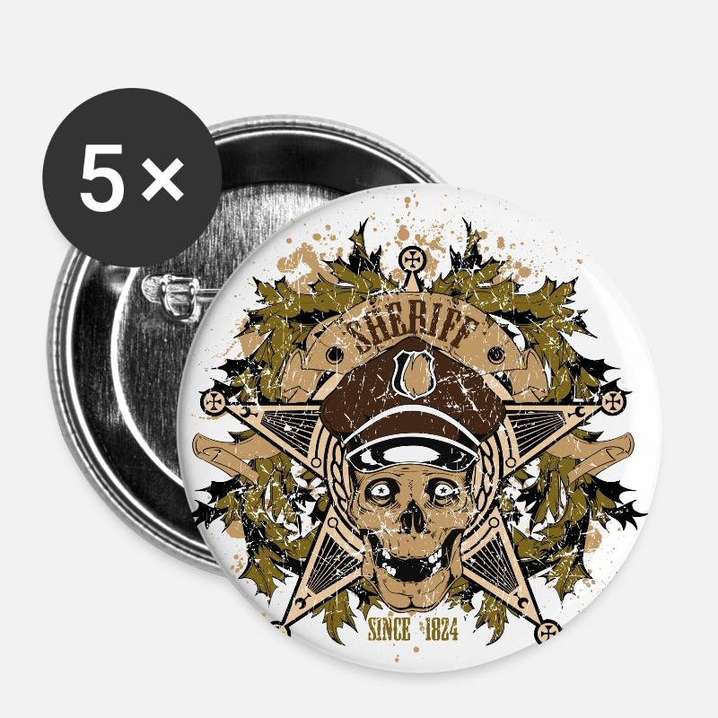 sheriff - Buttons large 2.2''/56 mm (5-pack) - white