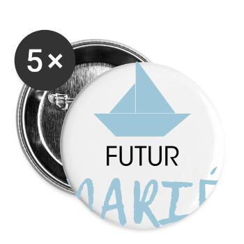 futur marié - Lot de 5 grands badges (56 mm) - blanc - Devant