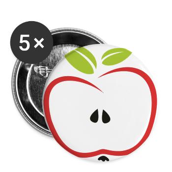 Apfel - Buttons groß 56 mm (5er Pack) - Weiß - Vorne