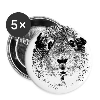 Meerschweinchen - Buttons groß 56 mm (5er Pack) - Weiß - Vorne