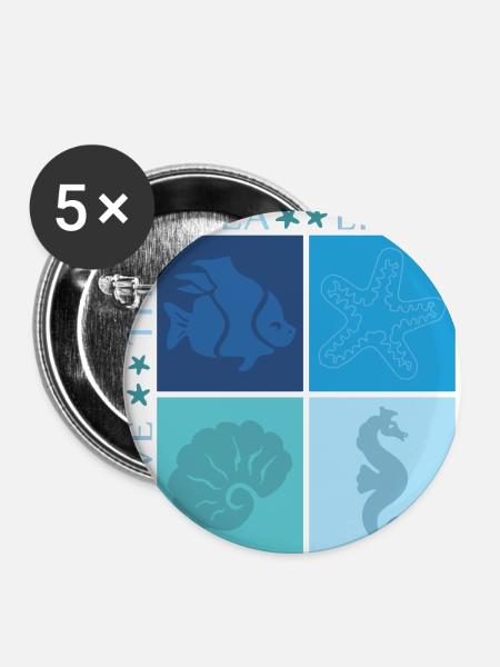 Leben im Meer - Buttons groß 56 mm (5er Pack) - Weiß