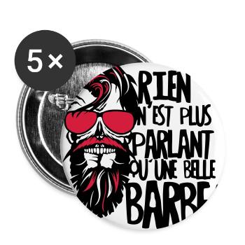 tete de mort hipster barbu citation rien parlant b - Lot de 5 grands badges (56 mm) - blanc - Devant