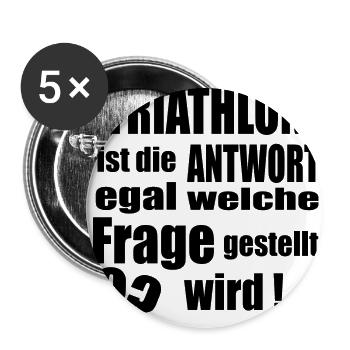 Antwort auf alles TRIATHLON - Buttons groß 56 mm (5er Pack) - Weiß - Vorne