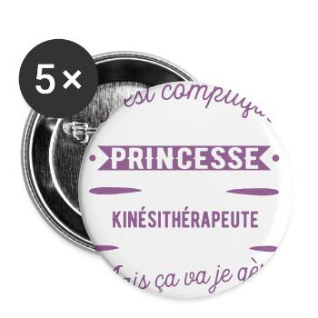 Princesse Kinésithérapeute cadeau métier - Lot de 5 grands badges (56 mm) - blanc - Devant