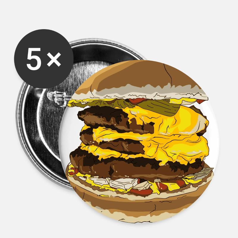 Burger cheeseburger giant - Buttons large 2.2''/56 mm (5-pack) - white