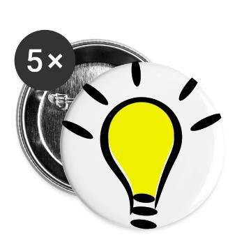 Glühbirne Licht an Idee Geschenk Idee - Buttons groß 56 mm (5er Pack) - Weiß - Vorne
