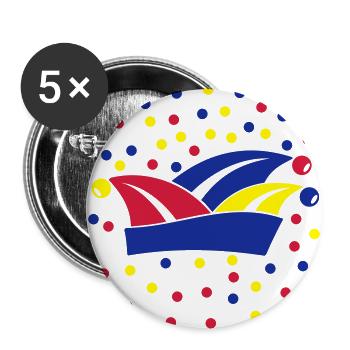 Carnival carnival fool cap 1, 2 or 3 colors - Buttons large 2.2''/56 mm (5-pack) - white - Front
