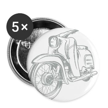 Simson Schwalbe KR51 Vintage Lineart Silhouette - Buttons groß 56 mm (5er Pack) - Weiß - Vorne