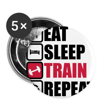 eat sleep train repeat,gym,bodybuilding - Buttons groß 56 mm (5er Pack) - Weiß - Vorne