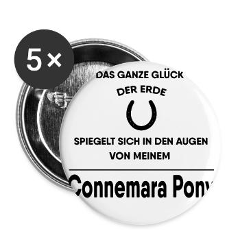 Connemara Pony Geschenk - Buttons groß 56 mm (5er Pack) - Weiß - Vorne