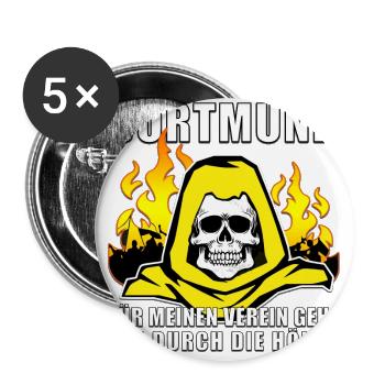 Dortmund ..durch die Hölle! Fußball Fanshirt Triko - Buttons groß 56 mm (5er Pack) - Weiß - Vorne
