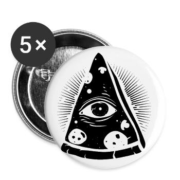 PIZZA ILLUMINATI | FUNNY PYRAMID DESIGN IDEA - Buttons large 2.2''/56 mm (5-pack) - white - Front