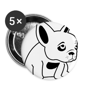 Trauriger Frenchie - Buttons groß 56 mm (5er Pack) - Weiß - Vorne