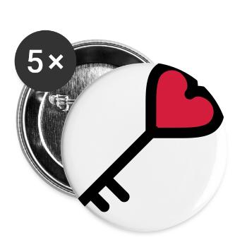 la clé du coeur de la Saint Valentin - Lot de 5 grands badges (56 mm) - blanc - Devant