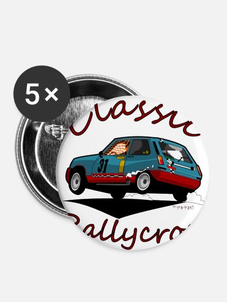 Rallycross - Buttons groß 56 mm (5er Pack) - Weiß