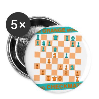 Die ORANGE Bewegung ... und CHECKMATE - Griechisch - Buttons groß 56 mm (5er Pack) - Weiß - Vorne