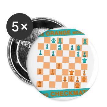 Die ORANGE Bewegung ... und CHECKMATE - Boden - Buttons groß 56 mm (5er Pack) - Weiß - Vorne