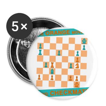 Die ORANGE Bewegung ... und CHECKMATE - des Hakens - Buttons groß 56 mm (5er Pack) - Weiß - Vorne