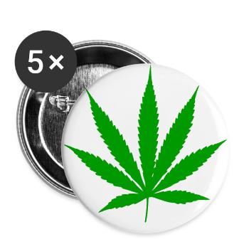 Plante à feuilles de cannabis - Lot de 5 grands badges (56 mm) - blanc - Devant