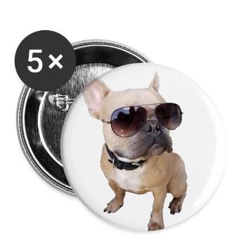 french bulldog chien - Lot de 5 grands badges (56 mm) - blanc - Devant