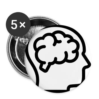 Denken, Gehirn, Hirn - Buttons groß 56 mm (5er Pack) - Weiß - Vorne