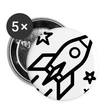 Rakete - Buttons groß 56 mm (5er Pack) - Weiß - Vorne