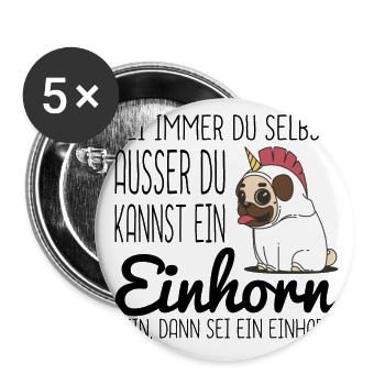 EINHORN DOG - Buttons groß 56 mm (5er Pack) - Weiß - Vorne