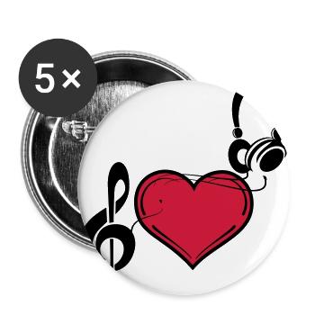 Party Music Love Music Headphones Clef - Buttons large 2.2''/56 mm (5-pack) - white - Front