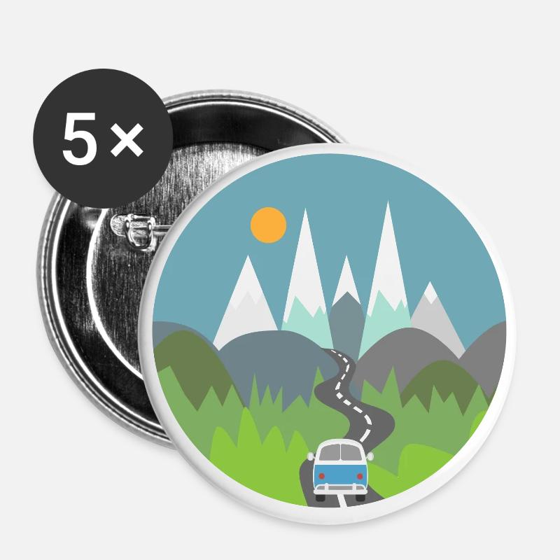 Camping - Buttons groß 56 mm (5er Pack) - Weiß