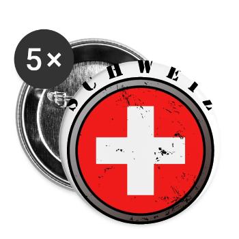 Logo suisse - Lot de 5 grands badges (56 mm) - blanc - Devant