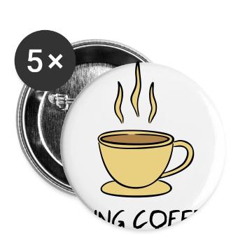Bring Coffee - Buttons large 2.2''/56 mm (5-pack) - white - Front