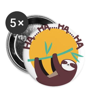 SLOTH LAUGHING - Buttons large 2.2''/56 mm (5-pack) - white - Front