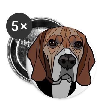 Beagle - Buttons groß 56 mm (5er Pack) - Weiß - Vorne