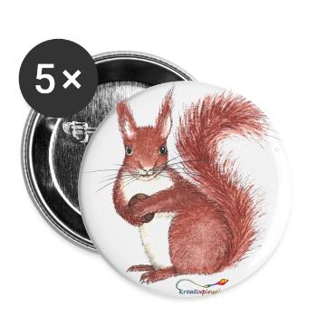 Eichhörnchen - Buttons groß 56 mm (5er Pack) - Weiß - Vorne