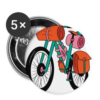 Bike Fahrrad Bikepacker Bikepacking - Buttons large 2.2''/56 mm (5-pack) - white - Front