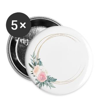 Blumen Kreis personalisierbar - Buttons groß 56 mm (5er Pack) - Weiß - Vorne