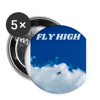 Fly high. Print with realistic photo. - Buttons large 2.2''/56 mm (5-pack) - white - Front