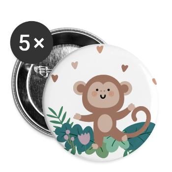 Dancing monkey in the jungle | Boho Safari Tour - Buttons large 2.2''/56 mm (5-pack) - white - Front