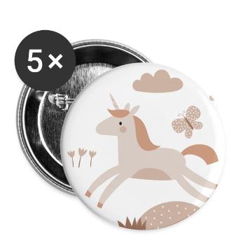 Unicorn and butterflies | Modern and boho - Buttons large 2.2''/56 mm (5-pack) - white - Front