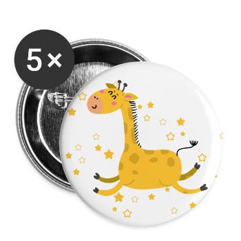Girafe avec des étoiles | Moderne | Enfants de style boho - Lot de 5 grands badges (56 mm) - blanc - Devant