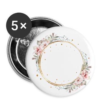 Modern Pastel Boho Flower Circle customizable - Buttons large 2.2''/56 mm (5-pack) - white - Front