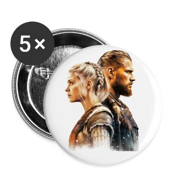 Young Viking couple fights together - Buttons large 2.2''/56 mm (5-pack) - white - Front