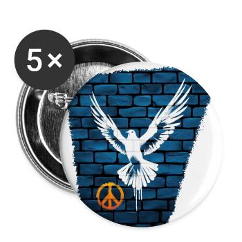 Dove of Peace - Buttons large 2.2''/56 mm (5-pack) - white - Front